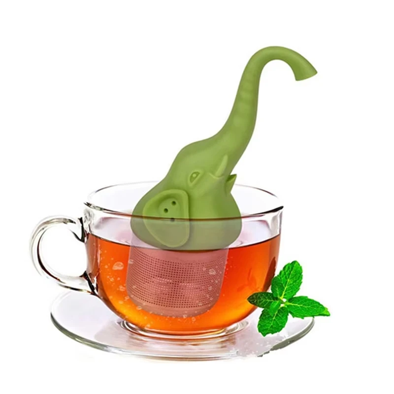 Stainless Steel Elephant Tea Infuser, Silicone Handle, Kitchen Teaware for Loose Leaf, Coffee & Spice Sieve-A75P