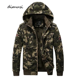 DIMUSI Autumn Winter Men's Tactical Jacket Mens Outwear Windbreaker Hooded Coats New Man Fleece Warm Military Jacket Clothing