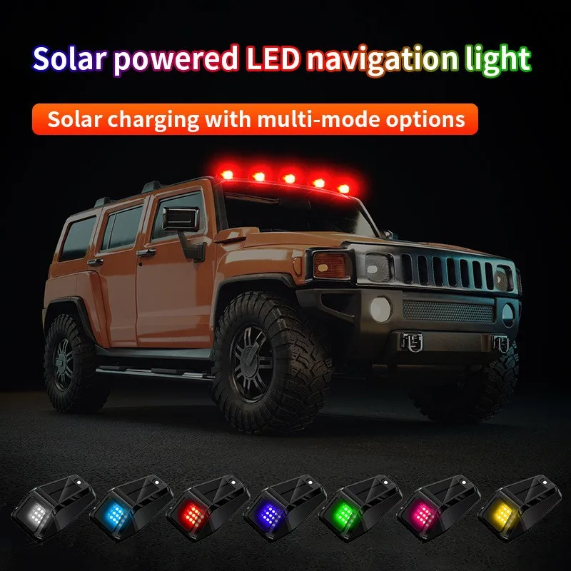 LED Solar Powered Cab Lights Wear Resist Wireless Truck Roof Lights Truck Pickup Warning Light for Pickup Trucks SUV Motorcycles