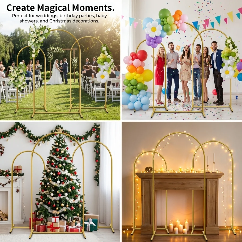 Noble Arched Background Bracket, Suitable for Background Decoration Such as Weddings and Birthdays, Sturdy, and Easy to Install