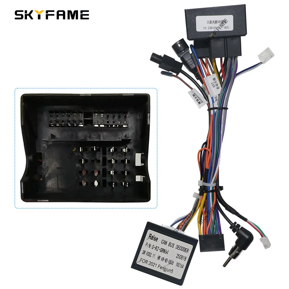 SKYFAME Car 16pin Wiring Harness Adapter Canbus Box Decoder Android Radio Power Cable For Great Wall Wingle Steed 5 G-RZ-GRW64