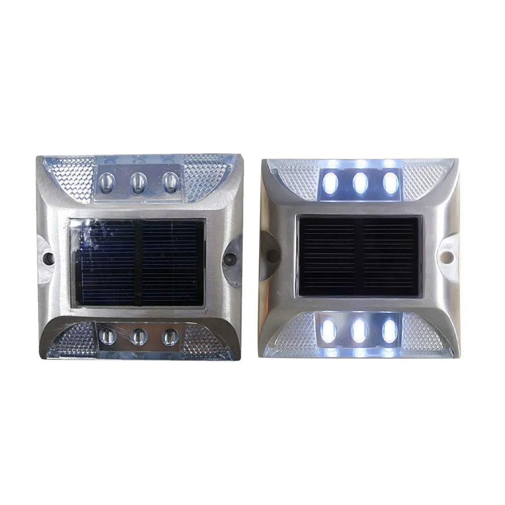 Solar Road Stud LED White Light Waterproof Pathway Marker Dock Light Security Warning for Garden Patio Yard Home Stairs