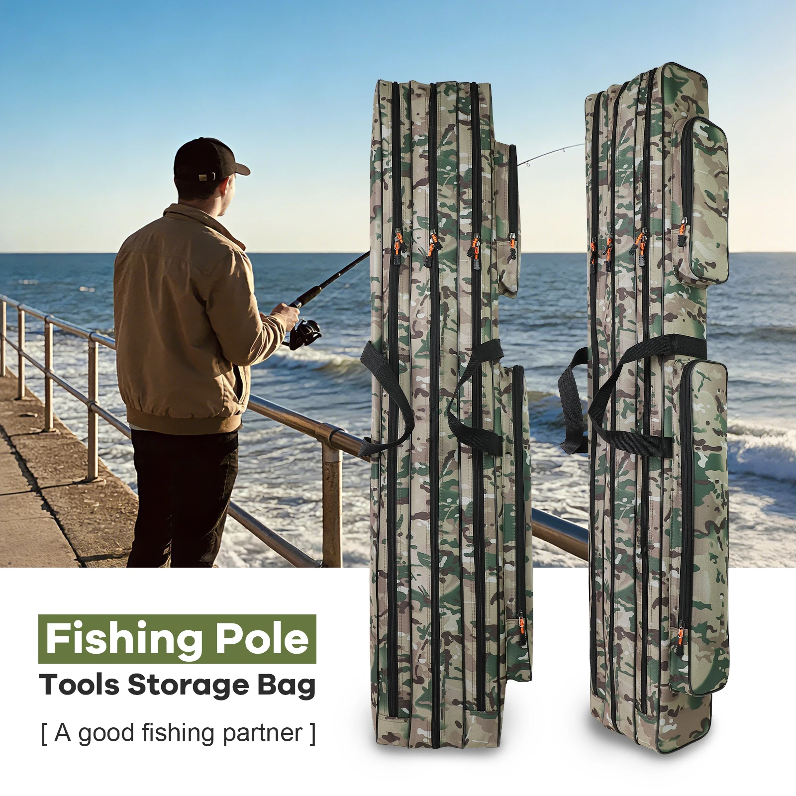 

Сумка для удочек, чехол для рыболовных снастей, многослойная (2/3 слоя) сумка для хранения с ремнями для рюкзака для рыбалки на открытом воздухе