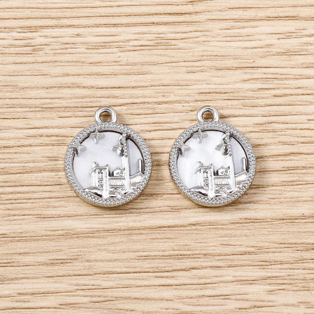 Tusember 5 Stück vergoldeter quadratischer Anhänger für Halsketten, runde Naturmuschel-Charms, DIY-Bastelzubehör für handgefertigten Schmuck – Detail 6