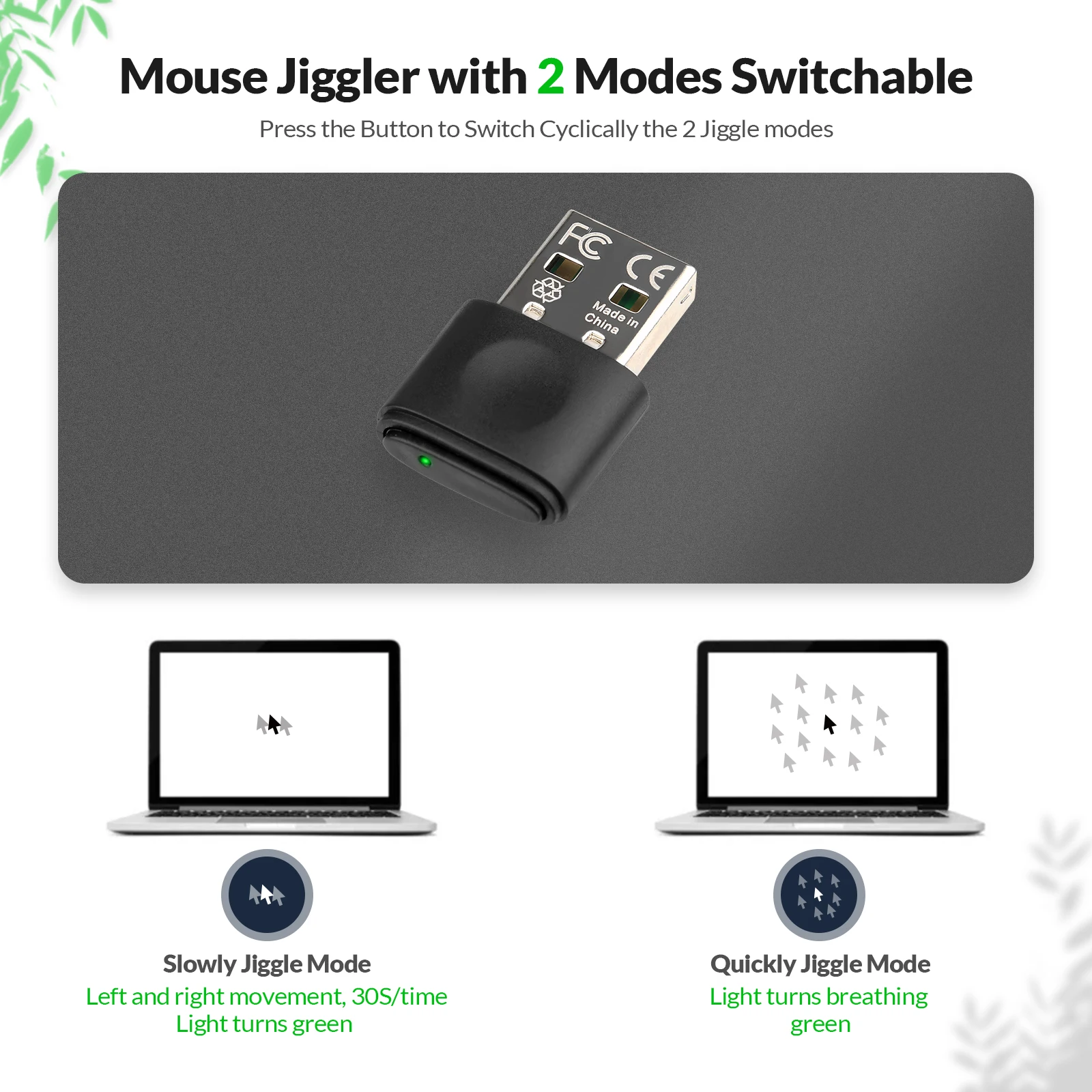 Rii Mouse Jiggler With switch, Undetectable Mouse Mover Device Has Keeps for Computer/Laptop Awake, Driver-Free, Plug-Play