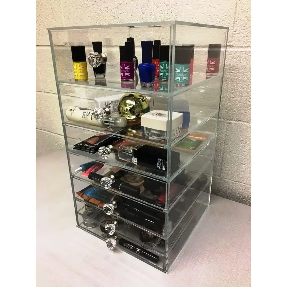 Clear Acrylic Makeup Storage Cube, 7 Drawers Vanity Organizer