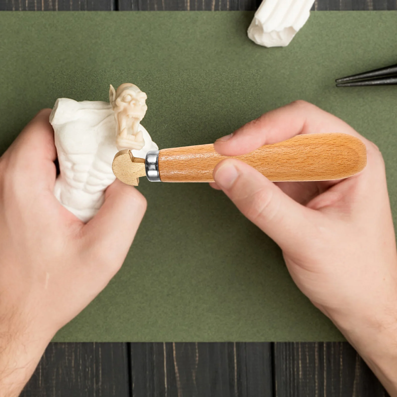 مجموعة أدوات نحت الخشب مع مقبض مريح شفرة فولاذية كربونية حادة للمبتدئين أعمال النجارة والنقش والنحت #3