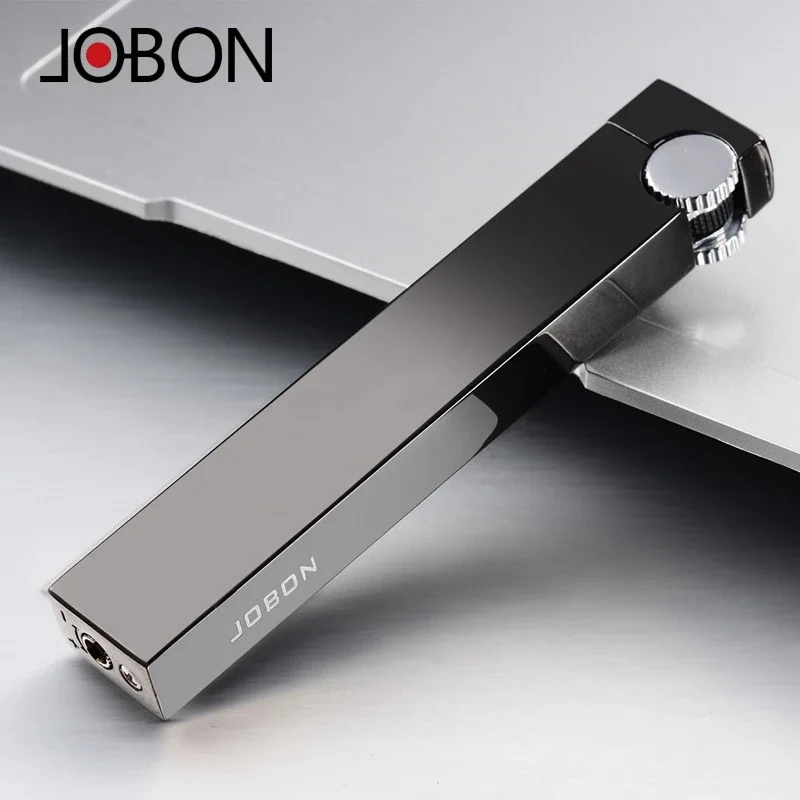 

JOBON Ultra Thin Mini Inflatable Lighter Metal Grinding Wheel Outdoor Portable Camping Kitchen Barbecue Cigar Lighter Men's Gift