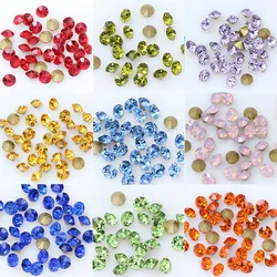 144pcs SS6 2mm Rivoli Czech  crystal multi color beads pointed back Round beads Rhinestone Glitter Jewelry Nail Making DIY