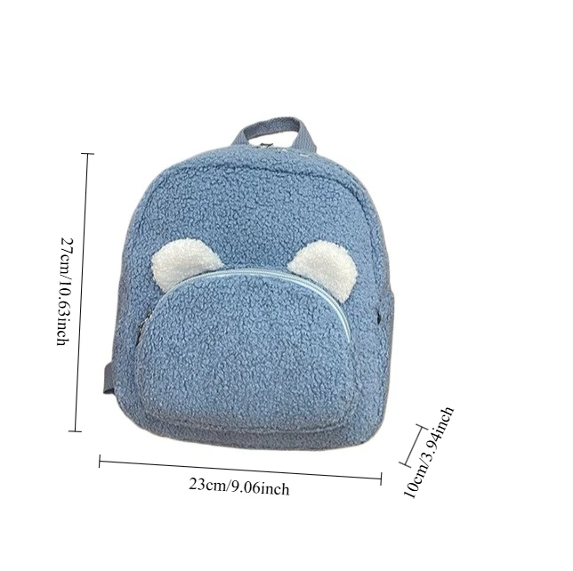 Cute Bear Ears Backpack Custom Embroidered Name Plush School Bag for Girls Boys Toddler Kids Christmas Birthday Gift Schoolbag