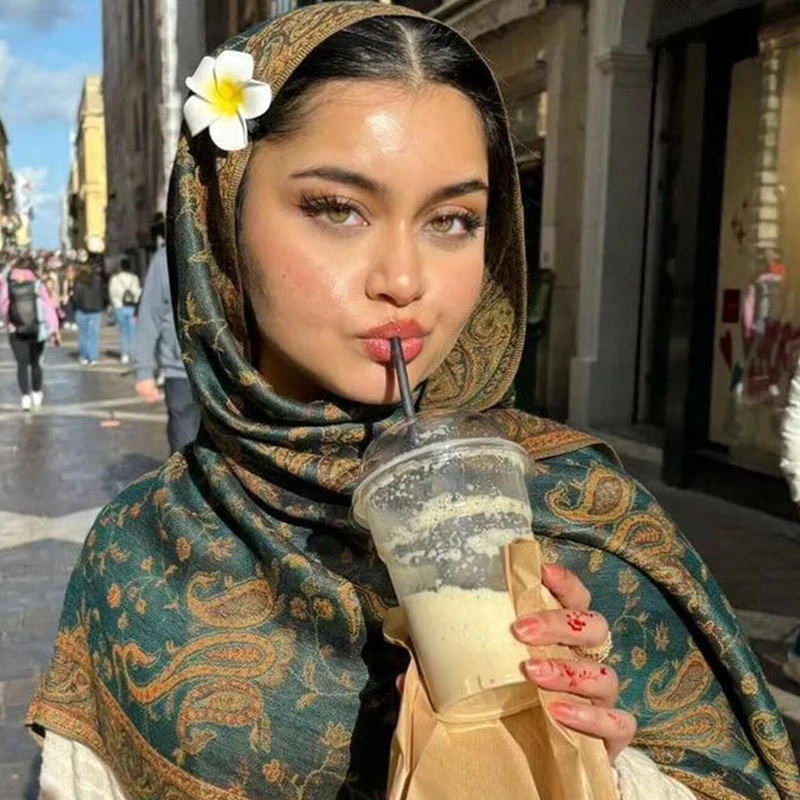 

Bohemia Pashmina Hijab Scarf Long Muslim Cashmere Shawl Female Foulard Soft Turban Head Wraps For Women Headband Luxury Brand