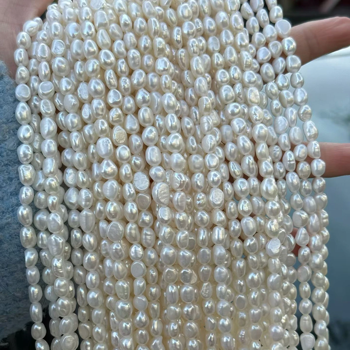 AAA 6–7mm Irregular-Shaped Through-Hole Pearls 100% Natural Freshwater Pearls Beads for Jewelry Making DIY Necklaces Bracelets