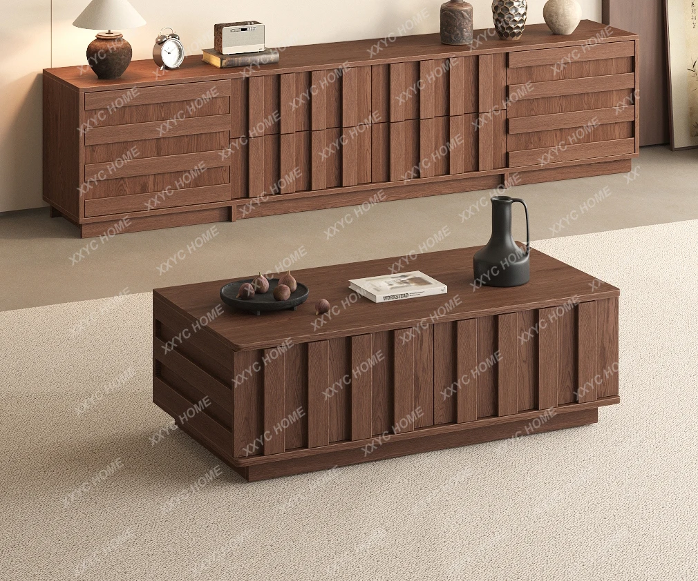 X-S Floor-to-ceiling TV cabinet, living room and household antique solid wood integrated new product in HG