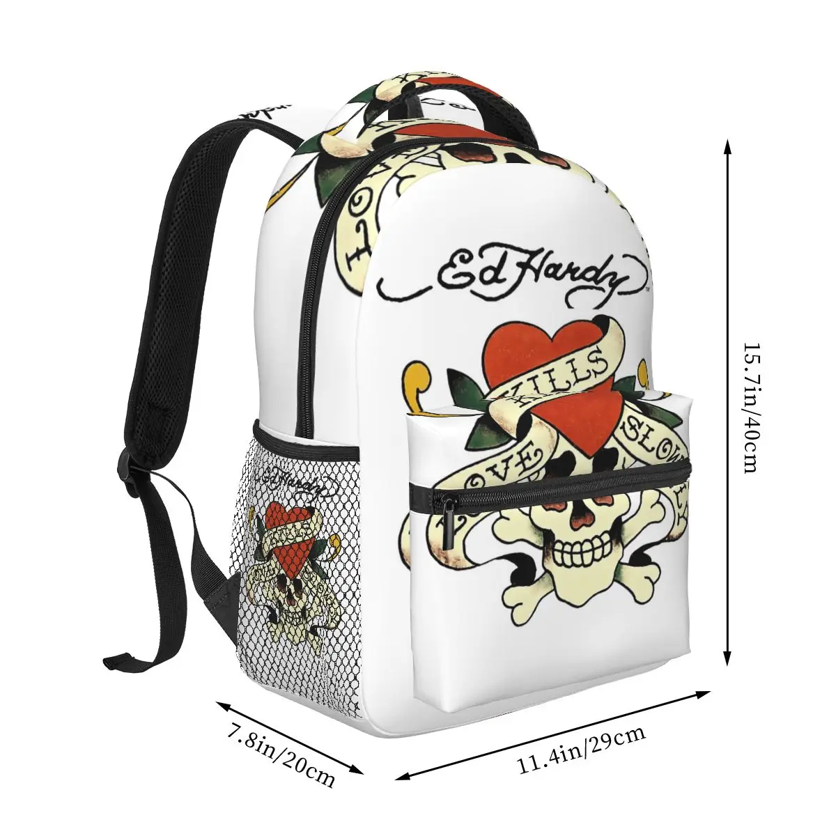 Ed Hardy Love Kills Slowly Backpack Hot Sale Daypack Large Capacity Boys Girls BookBag School Bag Shoulder Bags for Men Women