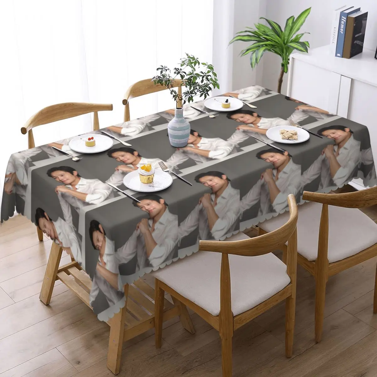 Lee Byung Hun Actor Custom Rectangular Tablecloth Waterproof Table Cover for Dining Events Table Cloth