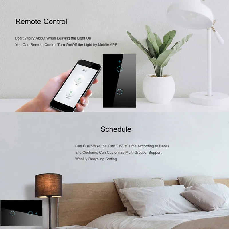 US EWeLink WiFi Touch Light Switch Remote Voice Control Wall Panel Smart Home Compatible with Alexa Google Home