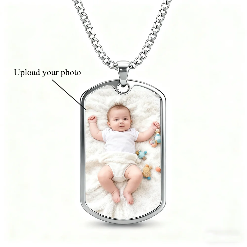 

Custom Photo Pendant Necklace Personalized Engraved Name Date Jewelry Sentimental Keepsake For Christmas Birthday Anniversary