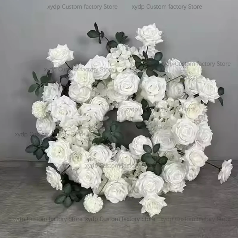 60 سنتيمتر تشكيلة زهور اصطناعية الجدول محور الشمعدان إكليل الأبيض الوردي الأخضر ورقة ديكور حفلات الزفاف الدعائم #4