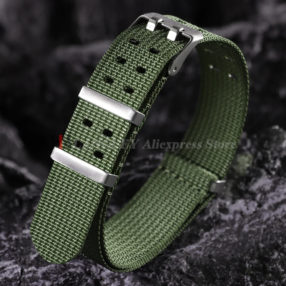 Neue Gerippte Nylon Armband 20mm 22mm Armband Zubehör Armee Militär Geflecht Sport Doppel Löcher Armband männer frauen Armband