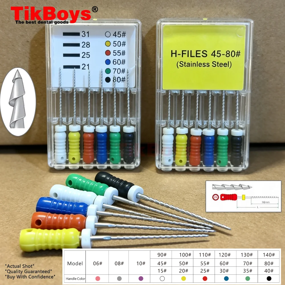 Dental Tools Root Cannal Endo H File 21mm 25mm 31mm Stainless Steel 15-40# Endodontic Instruments Dentist Dentistry Odontologia