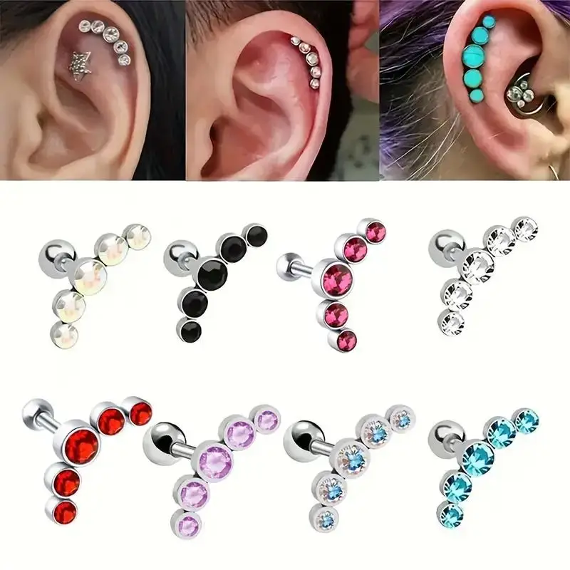 1pc 16G Elegant Fashion Stainless Steel Zirconia Barbell Cartilage Helix Tragus Stud Earrings Cluster Daith Ear Piercing Jewelry
