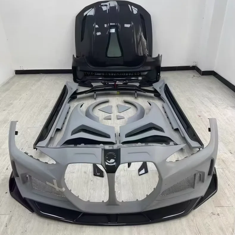 Large Body Kit for  M3 M4 G80 G82 Upgraded Darwin Style Carbon Fiber Front Bumper, Rear Bumper, Engine Hood