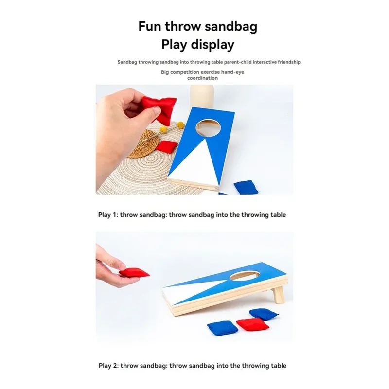 Kinderspeelgoed zitzak toss spelset, draagbaar met 1 speelbord en 6 zitzakken voor tuinfooien, ideaal als cadeau voor kinderen