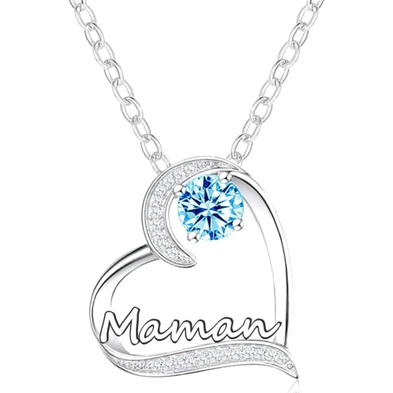 Warming Pendant Necklace with “maman” Design Romantic Heart Charming Accessories Mother's Day Gift Stainless Steel Love Jewelry