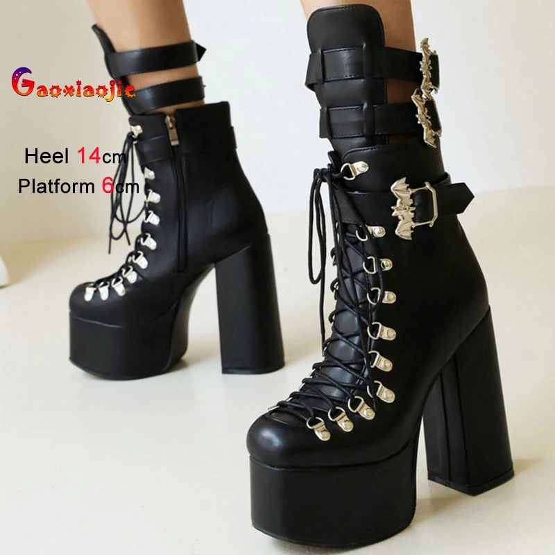 

Новые женские ботинки Jackboot на грубом каблуке, черные длинные сапоги из лакированной кожи с квадратной головкой и пряжкой, теплая хлопковая обувь на очень высоком каблуке
