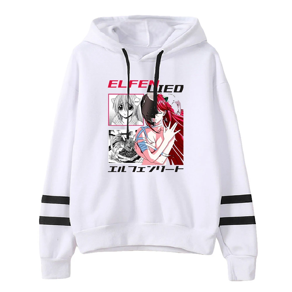 Anime Elfen Lied Hoodie Unisex Pocketless Sleeve Sweatshirt Men Women's Hooded Harajuku Streetwear 90s Youthful Pullover Clothes