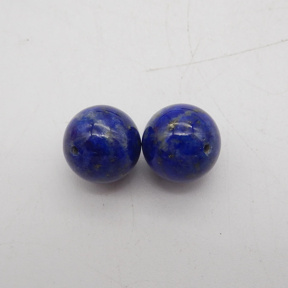 Natural Lapis Lazuli Half Drilled Round Beads Earring For Womens, DIY Semiprecious Stone Jewelry Accessories