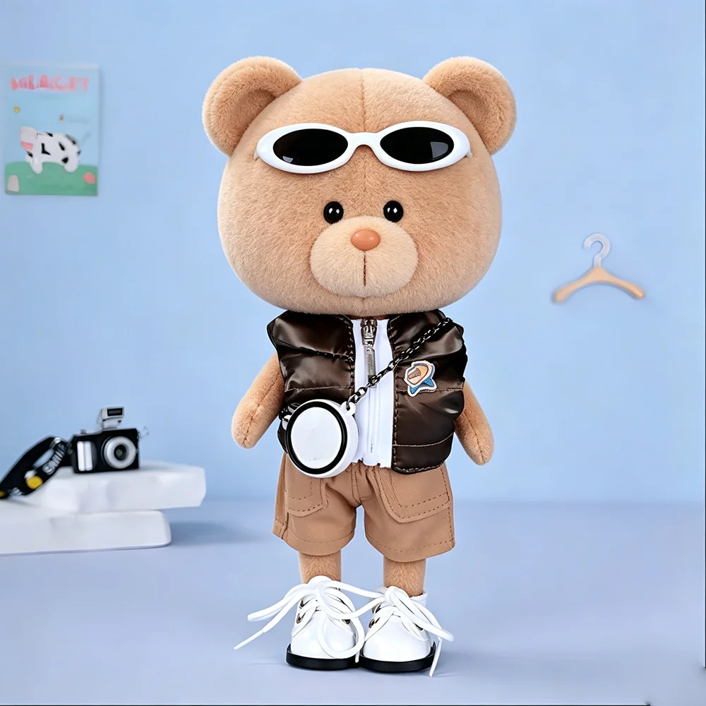 Doll Clothes Set For 24cm Doll Padded Vest Shorts Doll Outfit Accessories With Round Crossbody Bag For Small Doll Daily Dress Up