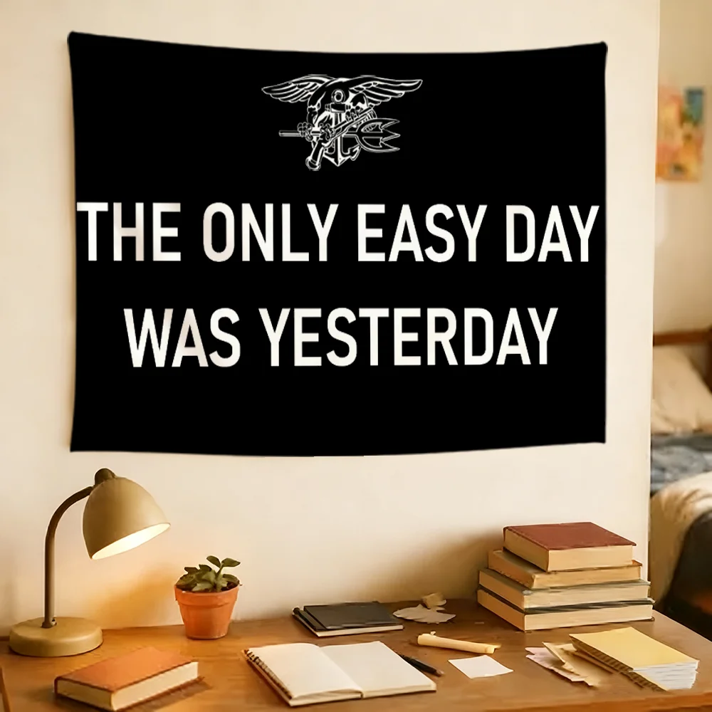 US NAVY SEALS  Easy Day Was Yesterday flag Durable Outdoor Indoor Patio Festive Decoration Classic Design Pole Wall Room Banner