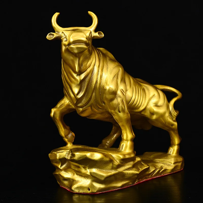 Brass Bull Figurine: A Symbol of Strength and Vigor, Animal Decoration for Home and Office
