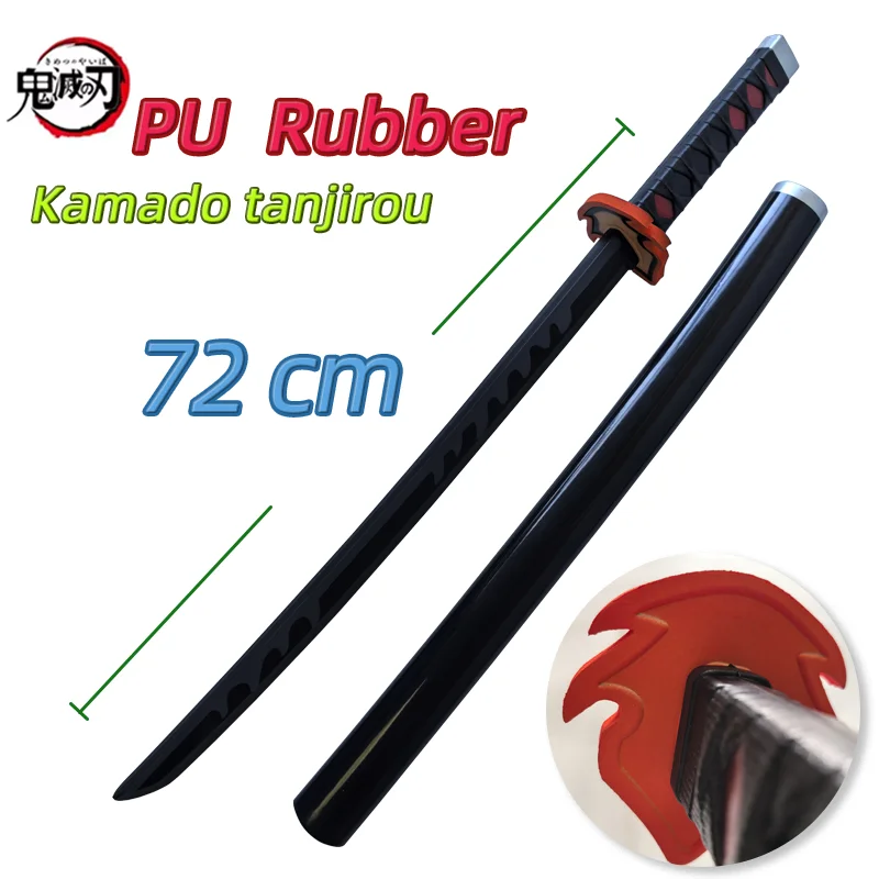 72cm Cosplay Demon Slayer Sword Kimetsu no Yaiba Original Katana Weapon Mitsuri Kyoujurou Tanjiro Swords Toy Safety Rubber