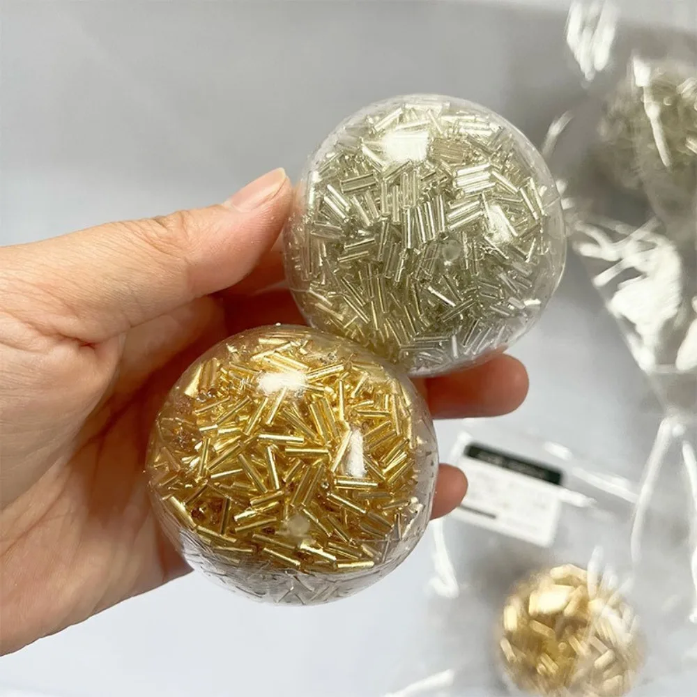 Bola de cuentas de tubo de plata y oro con cuentas explosivas, bola de tubo activada por voz de rebote lento suave, juguetes de simulación para aliviar el estrés