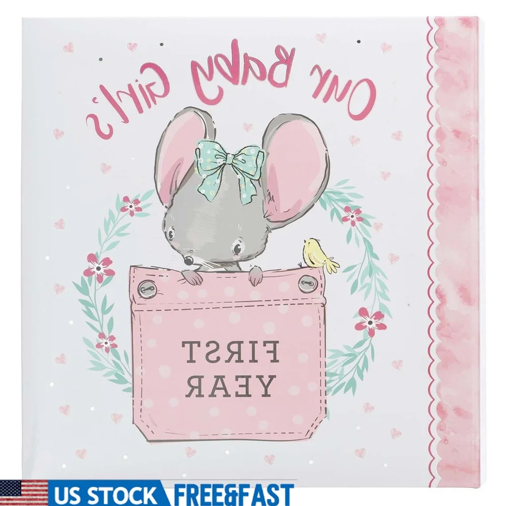 

Pink Baby Girl Memory Book First Year Keepsake Album Inspirational Quotes Milestones Scrapping Pages Padded Cover 64 Acid-Free