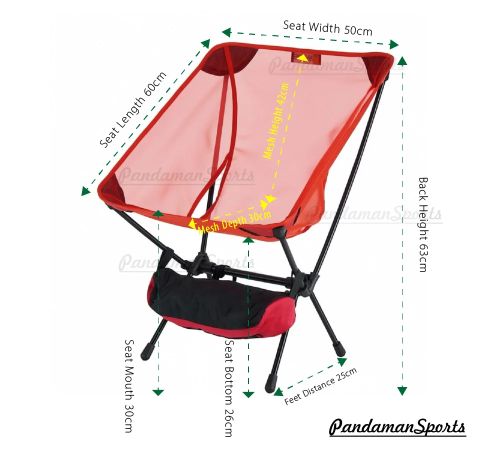 0,58 kg Leichter Tragbarer Camping-Klappstuhl für Bergsteigen, Sommer, Kühlendes Netzgewebe, Strand, Wandern, Rucksackreisen, Trekkingstuhl – Detail 3