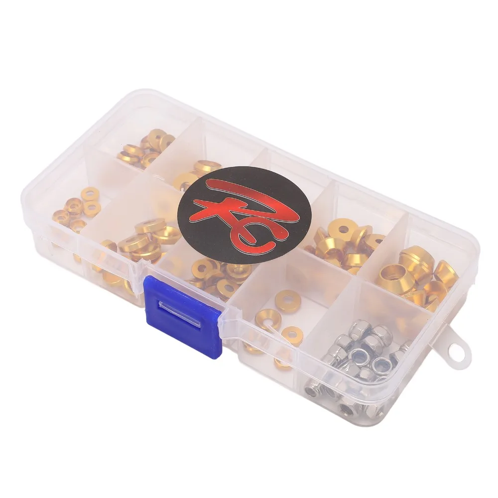 Durable Aluminum Alloy RC Screw Washer Kit M2.5/M3/M4 1/10 1/8 Scale RC Cars Screw Kit Round Head Gasket For RC Hobby
