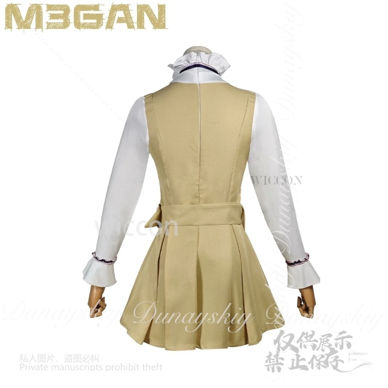 125 M3GAN2.0 فيلم M3gan تأثيري قتل المحظية يدويا AI روبوت مع فستان أصفر شعر مستعار أشقر زي الهالوين جميع مجموعة كوس