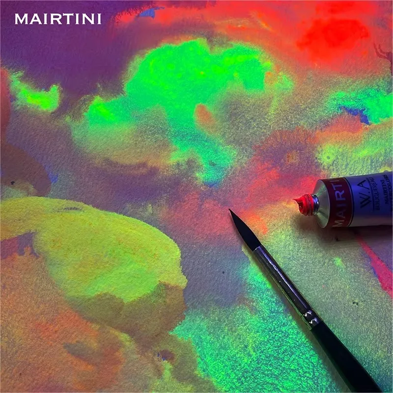tinta-aquarela-fluorescente-mairtini-12-cores-8ml-cor-de-agua-profissional-para-pintura-materiais-de-arte