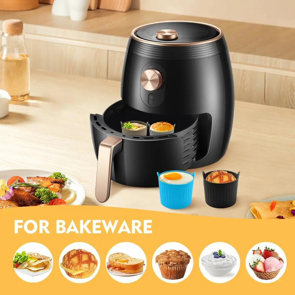 4/6pcs Silicone Air Fryer Egg Ramekins Mould Muffin Cupcake Cups Egg Cooking Poacher Non Stick For Oven Food-grade Dishwasher