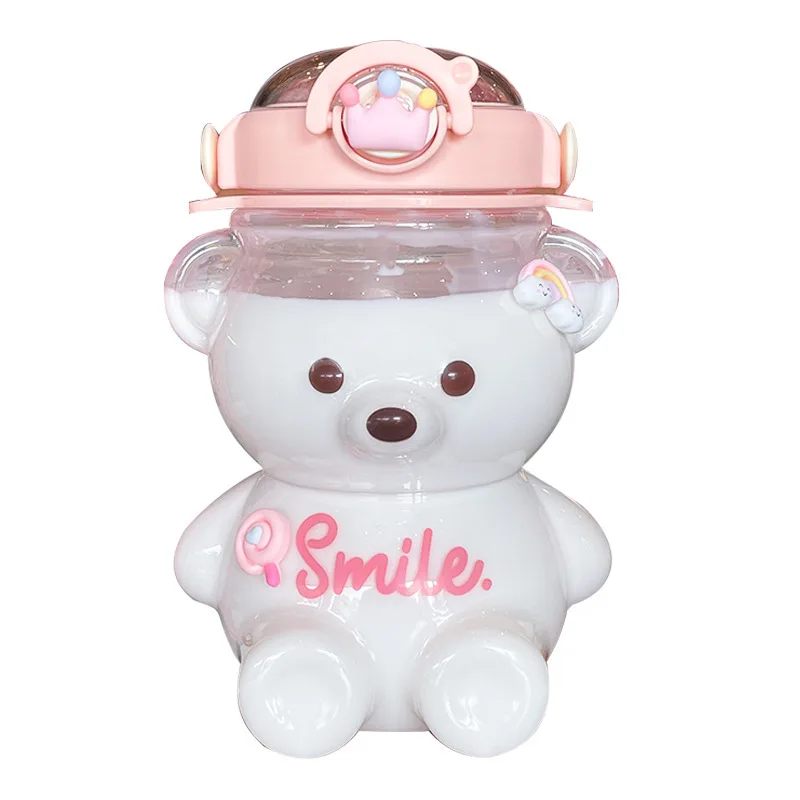 New Cute Bear Cup Various Modes of 1000ml Tumbler with Straw Kawaii Water Bottle For Girl Kid Home Outdoor Drinking Kettle