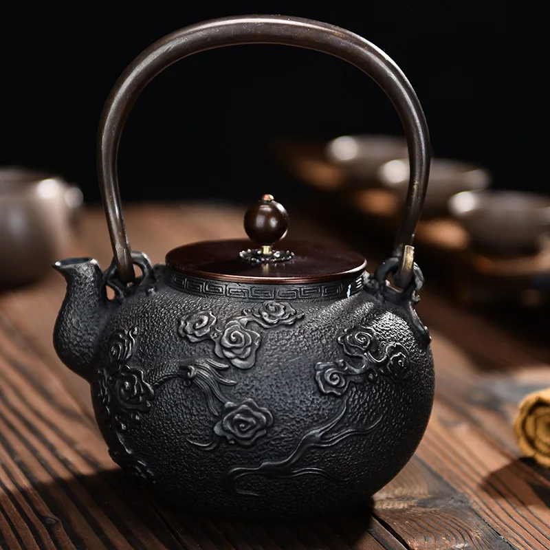 Yunzhonglong 1300ml Japanese Cast Iron Teapot Uncoated Manual Kettle Health Cast Iron Pot Gift