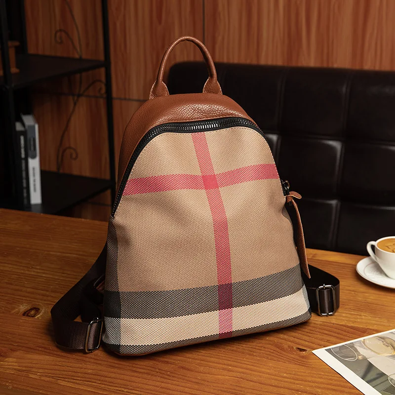 

2026 New Women's Plaid Print Backpack - Stylish & Versatile Casual School Bag, Trendy Travel Backpack for Daily Commute