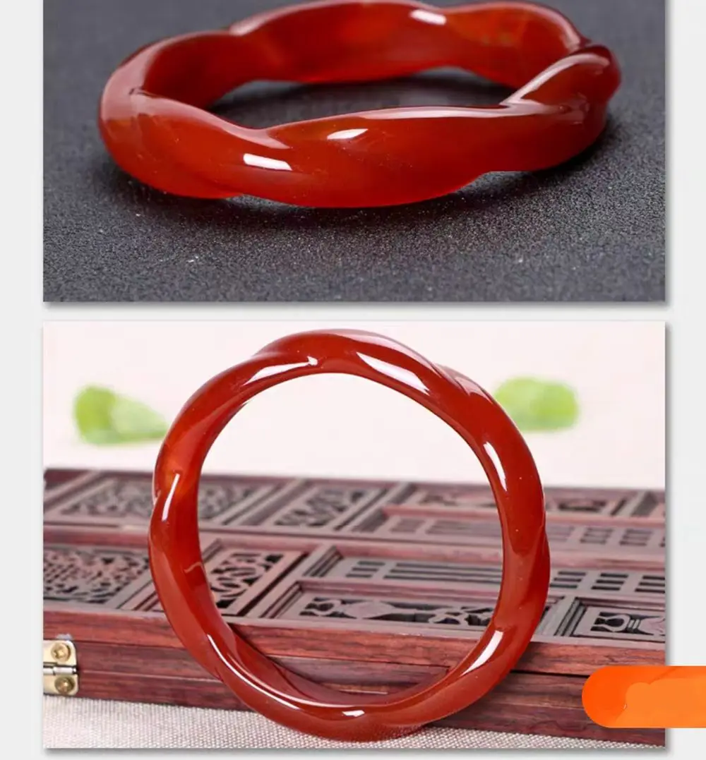 Superb Agate Bangle Fine Carnelian twist Bracelet Lucky Amulet Red Chalcedony Gemstone Festive Talisman