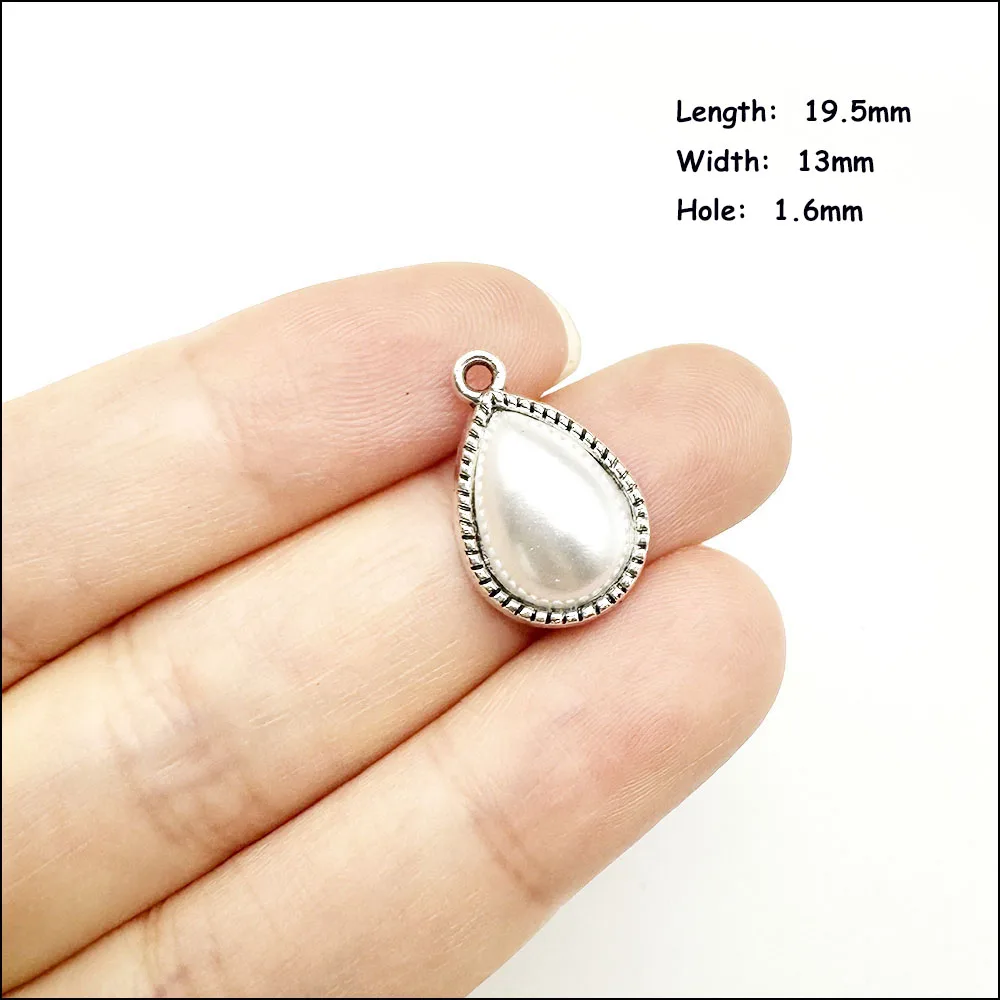 Nieuwe Palm Flower Teardrop Connectors Antiek verzilverd witte acrylkralen voor armbanden Charms Maken van sieraden HCJBAB