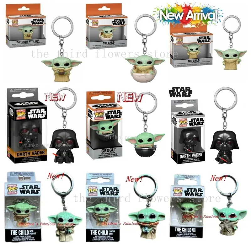 Funko Keychain Star Wars Mandalorian Stormtropper Darth Vader Yoda R2-D2 Chewbacca BOBA FETT IG-11 Action Figures Toys Keyring 