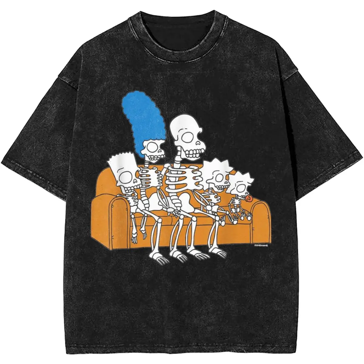 Simpson Family Skeletons Treehouse Of Horror Couch T Shirt  T-Shirts 2024 Cotton Leisure Tshirt For Male Short Sleeve Print Tees