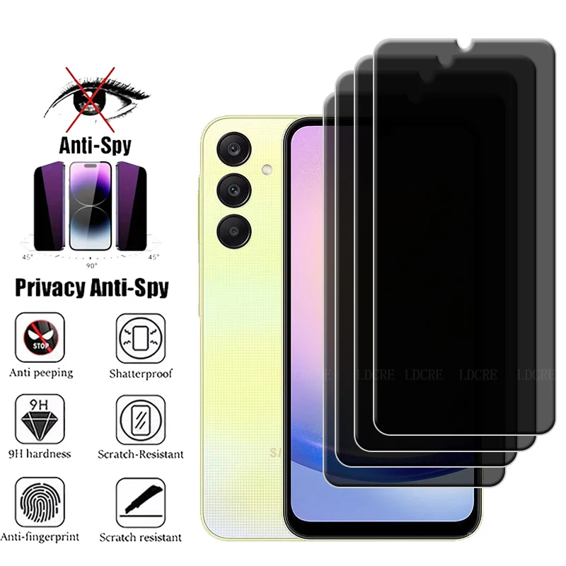 

4Pcs For Samsung Galaxy A25 Glass For Samsung A25 Screen Protector 9H HD Protective Anti-Spy Privacy Tempered Glass Samsung A25